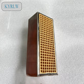 Rectangular honeycomb ceramic carriers containing coating for fireplaces are suitable for treating waste gas ceramic honeycomb