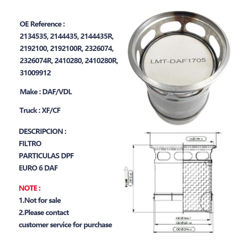 DAF Trucks 2134535, 2144435, 2144435R, 2192100, 2192100R, 2326074, 2326074R, 2410280, 2410280R, 31009912