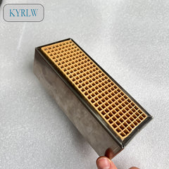Rectangular honeycomb ceramic carriers containing coating for fireplaces are suitable for treating waste gas ceramic honeycomb